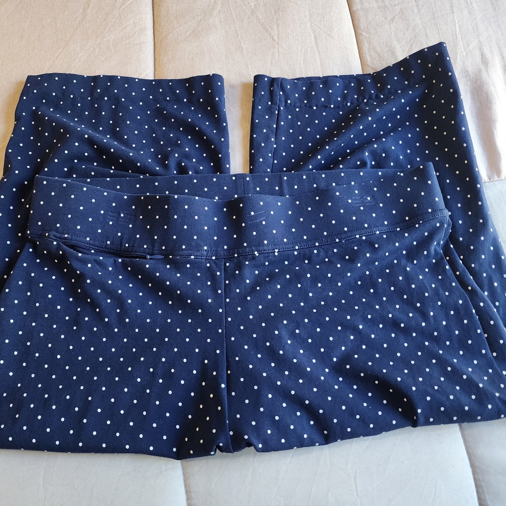 Lands' End Dark Blue Leggings with White Dots